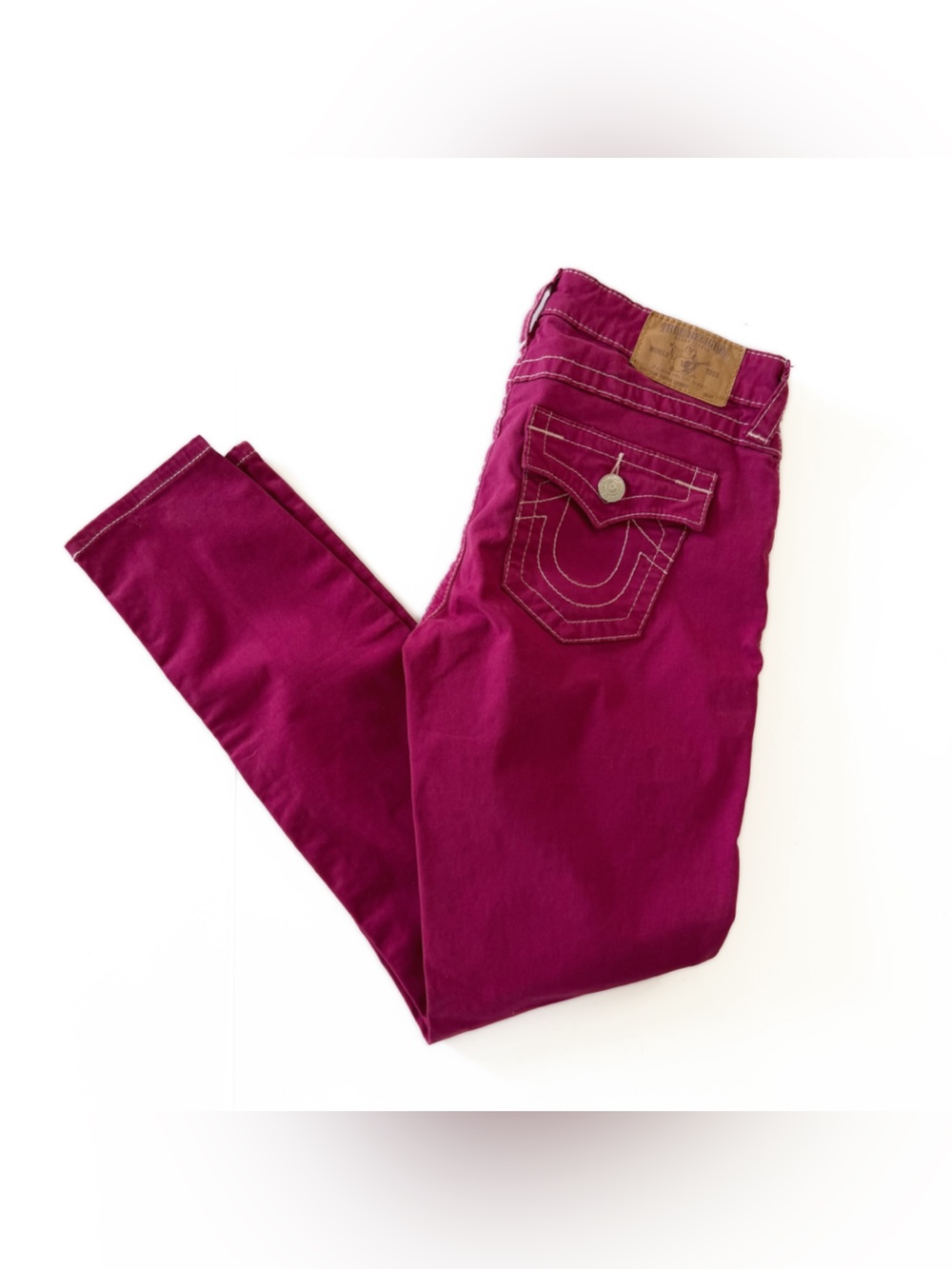 True Religion Jeans Womens 29 Purple Skinny Flap Pockets Magenta Purple - Picture 9 of 10